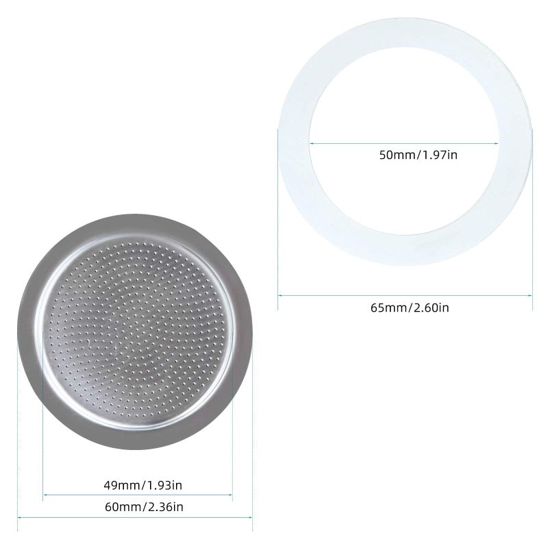 EASYWORKZ Stovetop Espresso Maker Replacement Silicone 4 Cup Size Gasket Seals and Filter Screen For Easyworkz Moka Pot - Image 2